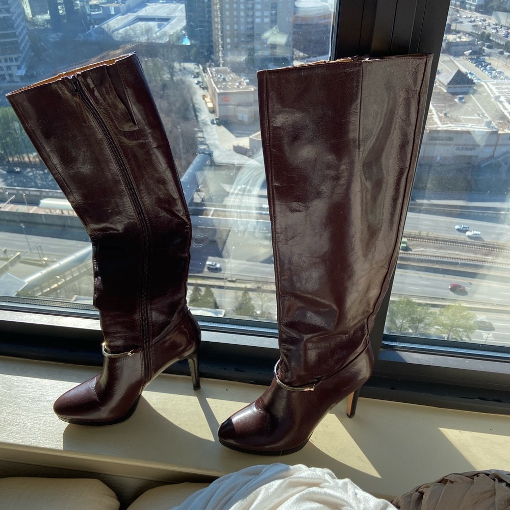 Nine West Pearson Leather brown knee boots